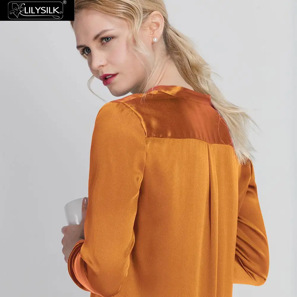 LilySilk Блузка шелк 22 momme Стенд воротник мощность для женщин