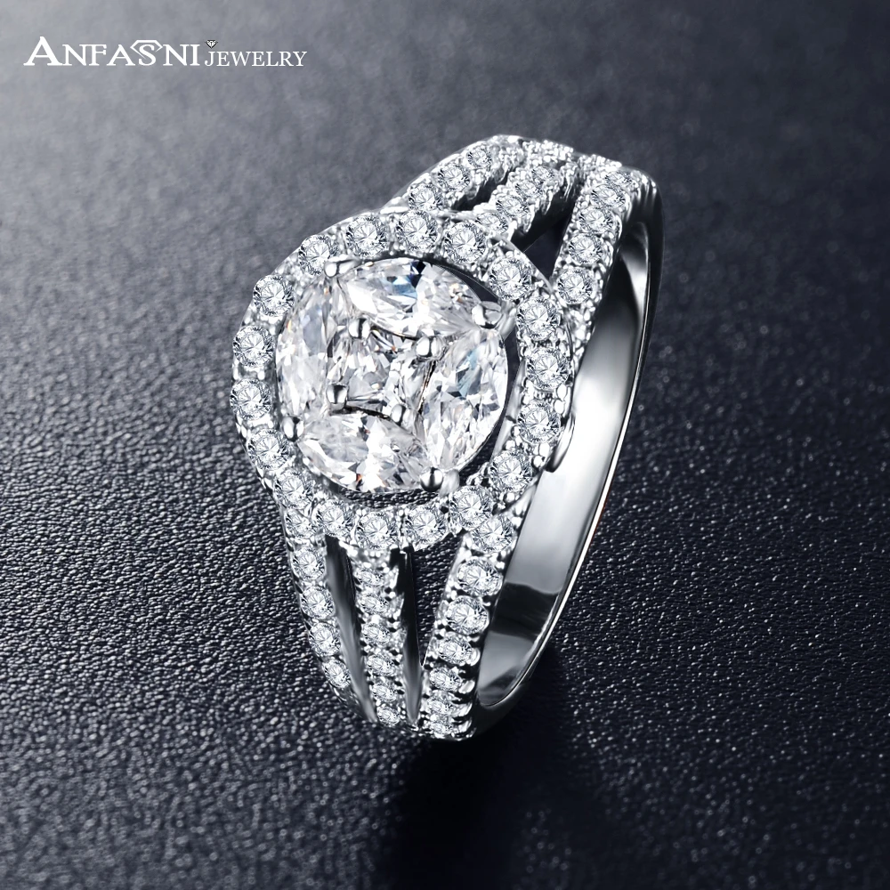 

ANFASNI New Arrival Fashion Engagement Wedding Rings Jewelry Micro Pave Ring For Ladies Accessories CRI0350-B