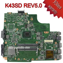 For ASUS A43e P43E K43E Motherboard K43SD REV5.0 Mainboard With i3 Processor 100% tested OK