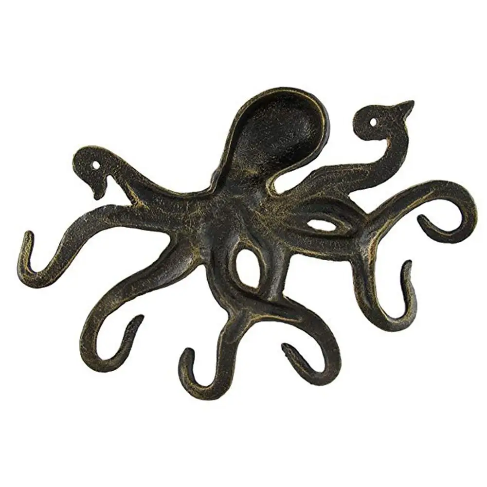 Кованого железа осьминог форма ключ крючок Одежда Дисплей Крючок для стоек вешалка для пальто кепки декор комнаты показать настенный держатель для ключей