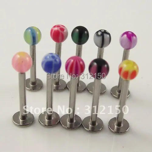 SaYao 100pcs free shipping mixed colors Fashion acrylic lip ring Labret body jewelry cheap promotion wholesale | Украшения и