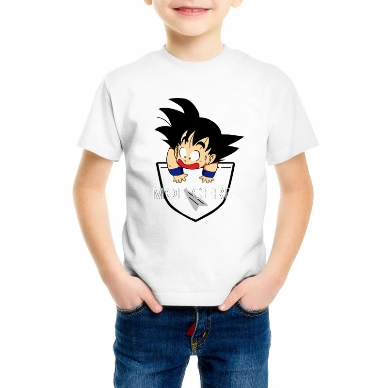 Для детей, на лето Dragon Ball Z мальчиков/девочек Slim Fit Косплэй 3D футболки Dragon Ball футболка Повседневное Детские футболки Z17-7