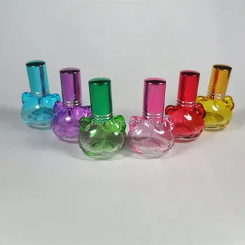 

10ML Lovely Baby Bear shape glass perfume spray bottle empty shining glass perfume bottles 5pcs/lot