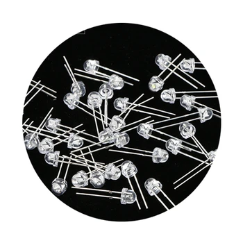 

100Pcs Clear Transparent 5mm Straw Hat Type Through Hole High Brightness LED Diode Beads Light=Red/Green/Yellow/Blue/White