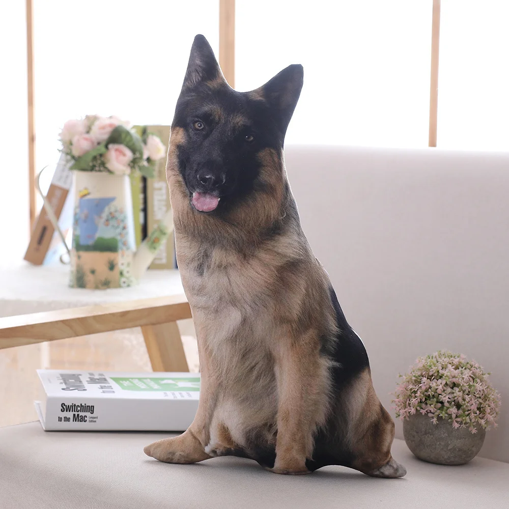 

candice guo! cute plush toy 3D emulational shepherd dog spotty puppy soft cushion printing sofa pillow creative birthday gift 1p