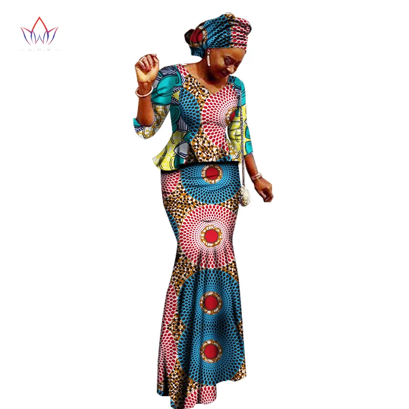 2017 African Women Clothing Brand African Vestido 6XL Wax traditional african clothing 2 pieces for Women Skirt Set none WY1401