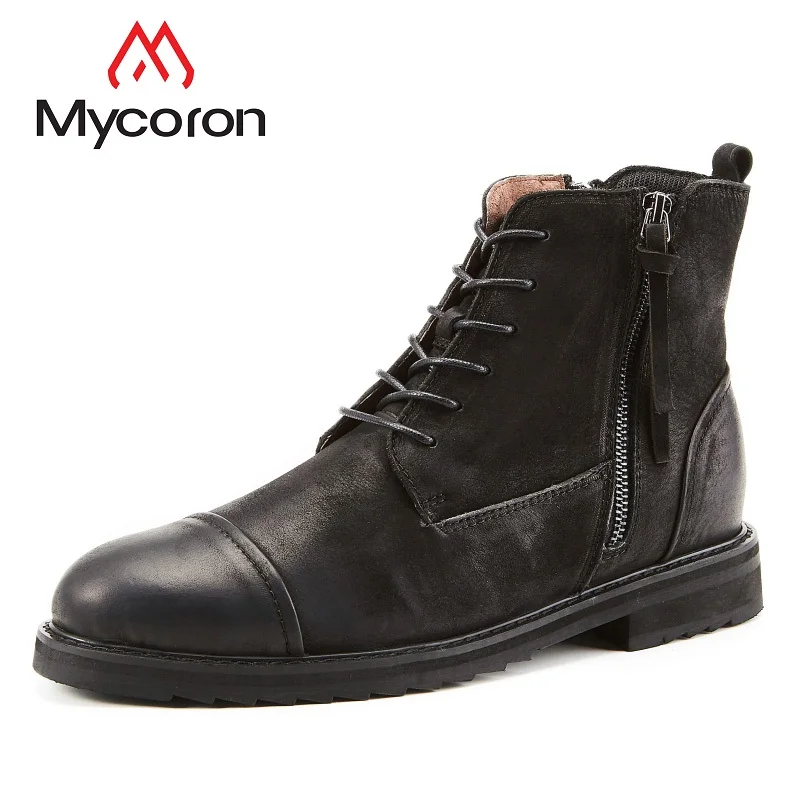 

MYCORON New Arrival Autumn Winter BootsLuxury Brand Top Fashion Men Leather British Style Fashion Male Work Boots Laarzen Dames