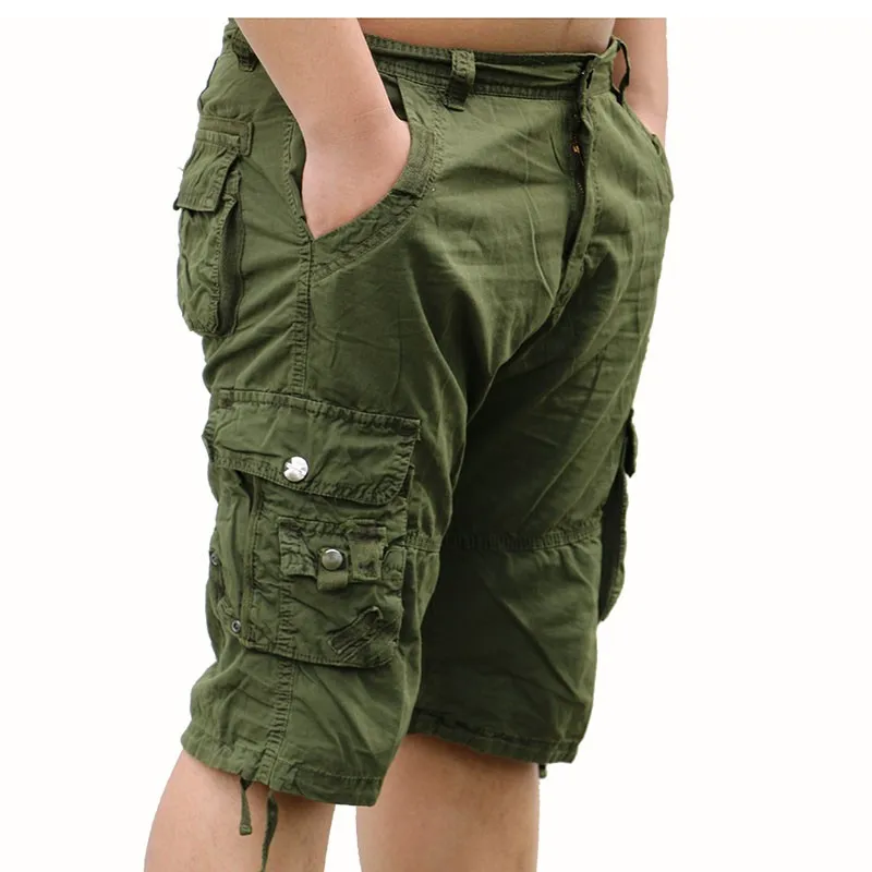 Модные Военная униформа брюки-карго Шорты для женщин Для мужчин свободные мешковатые Army Green Мотобрюки Летние повседневные хлопковые