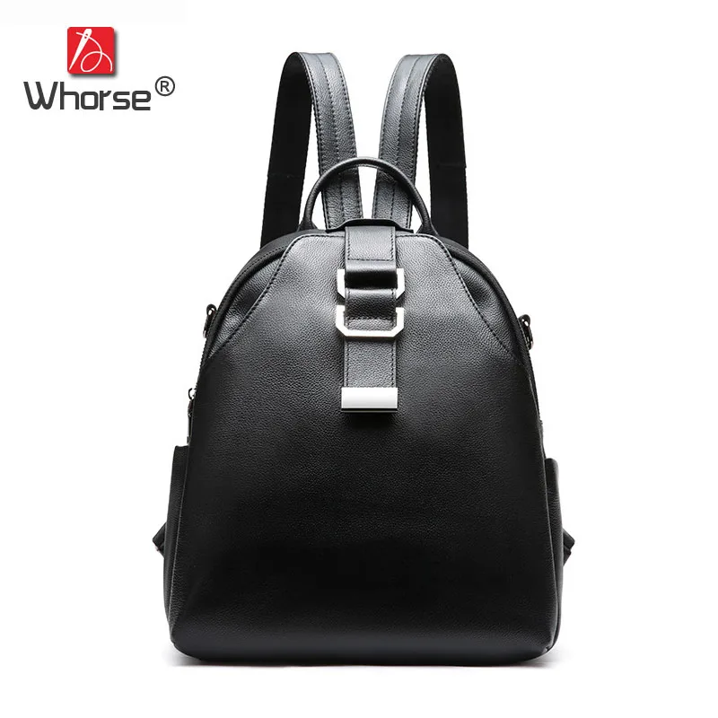 

Brand Luxury Multifunction Backpack Bag Genuine Leather Ladies Soft Real Cowhide Back Pack Black For Women W09220