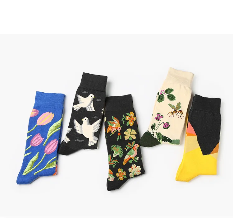 JULY'S песня без коробки 4 пары много Happy Socks Для мужчин s смешные носки брендовые хлопковые Для мужчин платье носки креативные носки