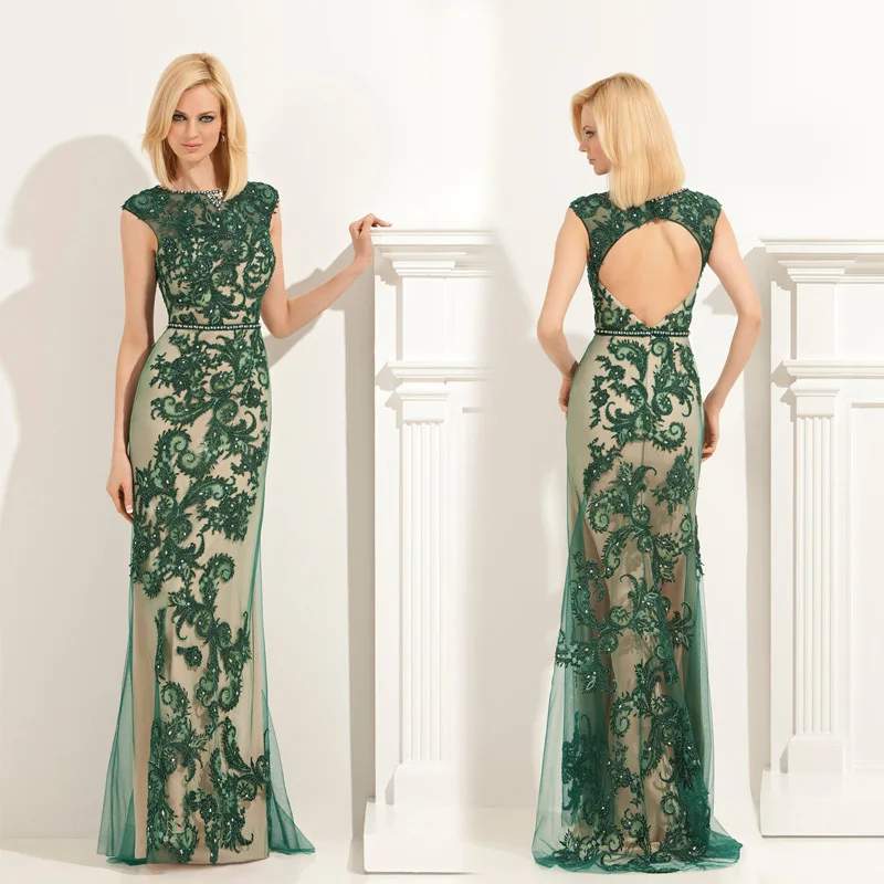 Glamorous Long Green Appliques Beaded Mother Of The Bride Dresses Plus