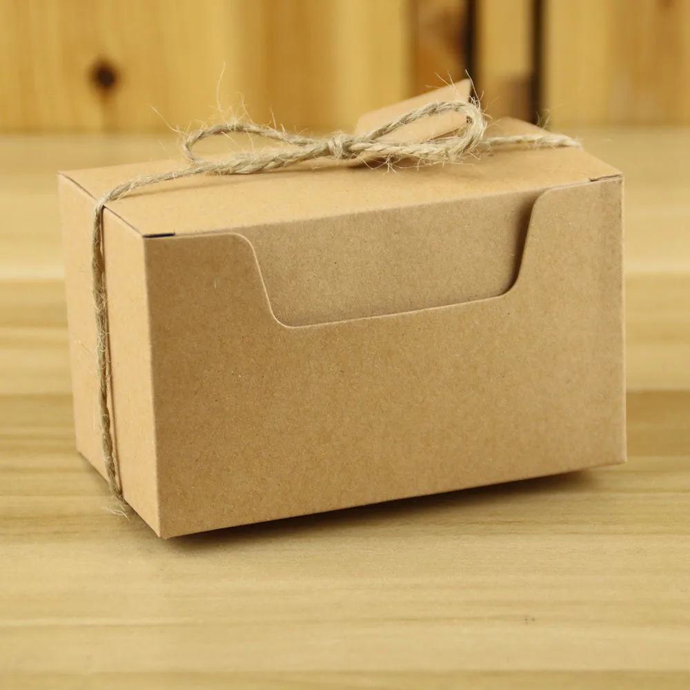 Square Kraft Wedding Favor Boxes 100pc Kraft Paper Box with gift tags wedding christmas