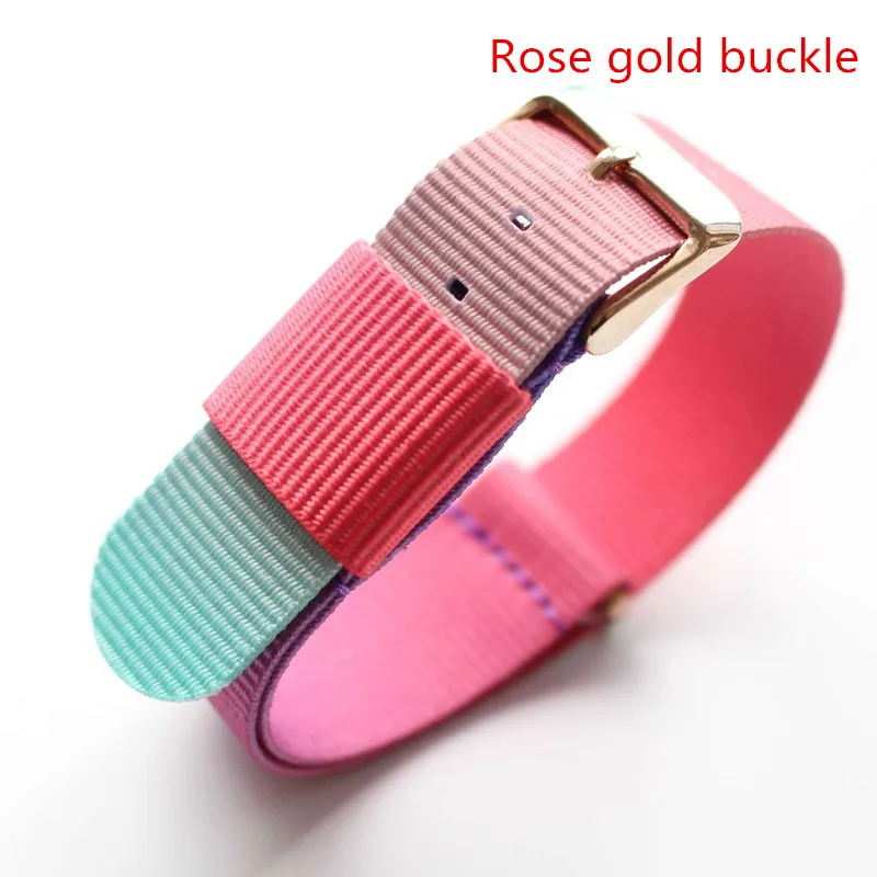 

The New luxury Colorful 20mm Nylon watch strap fashion watch band rose gold color Silver 2 models available for watch