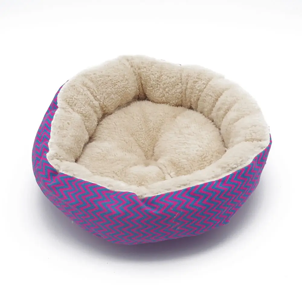 

Fashion Hot Sale 2 Colors Round Soft Dog House Bed Striped Pet Cat And Dog Bed Grey /Red-Blue Size S M Pet Products
