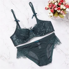 Комплект нижнего белья, пуш-ап, кружевной сексуальный бюстгальтер и трусики, conjunto lenceria sutia de renda