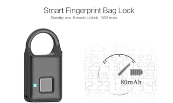 

Smart Keyless Door Lock Fingerprint Padlock Biometric Waterproof Electronic Anti-theft Lock