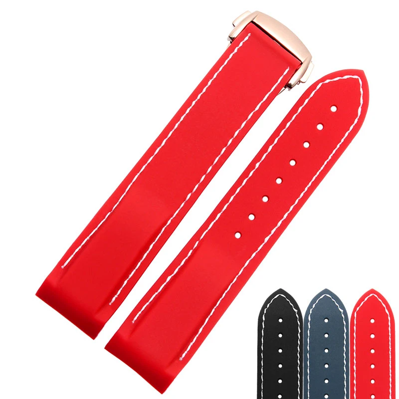 

20mm 22mm new watchbands diver curve end silicon rubber and deployment buckle