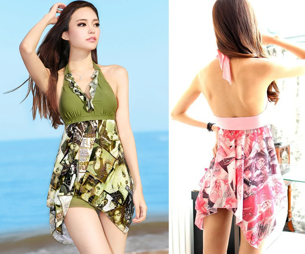 halter top and shorts swimsuit