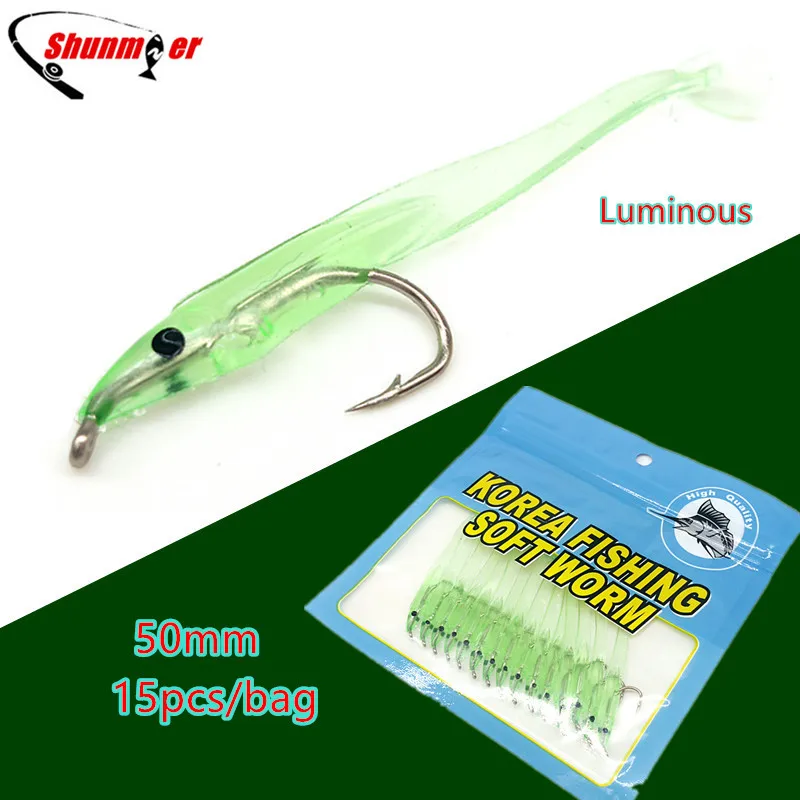 SHUNMIER 15 قطعة 0.6g 50 مللي متر ثعبان البحر لينة السحر الطعوم الصيد إغراء Pesca بيكي معالجة Wobblers الأسماك الكارب Leurre souple إيسكا الاصطناعي