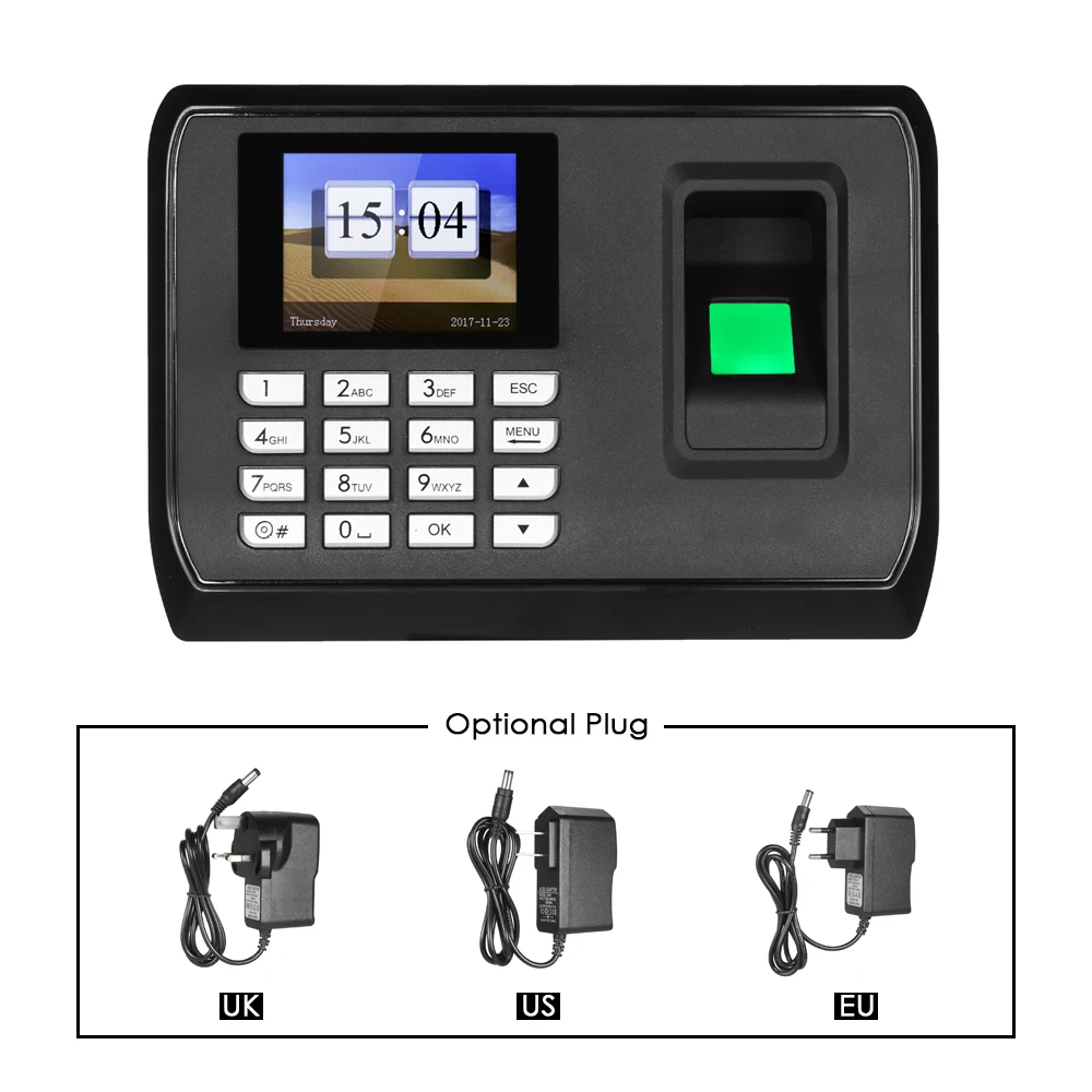 Биометрический отпечаток пальца пароль посещаемость машина сотрудник проверка-в регистратор дюймов 2,4 дюймов TFT ЖК-экран время посещаемости Часы