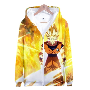 

New 2019 Cartoon Dragon Ball Z Goku Zipper Hoodies Men Casual Slim Fit Hooded Sweatshirts Boys Hooded sweatshirt XXS-4XL