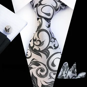 

2019 Unique Design Business Men's Tie Set Fashion Explosion Models Paisley Fashion Men's Tie Pocket Towel Cuffs Three-piece Suit