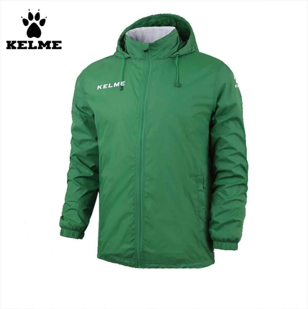 

Kelme Children Stand Collar Waterproof Raincoats Hooded Jacket K15S606 Green