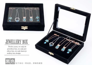 

High Quality Ice Velvet Jewelry Display Travel Tray Pendant Necklace Hanging Storage & Container Boxes Case Organizer with Cover