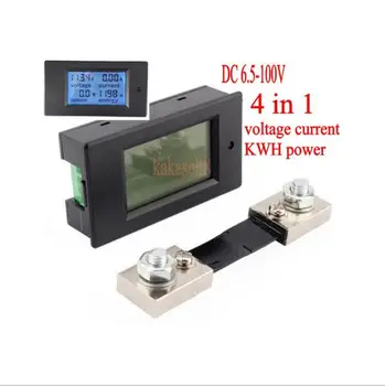 

DC 6.5-100v 100A LCD Combo Meter Voltage current KWh Watt Panel Meter 12v 24v 48v Battery Power monitoring +100A Shunt