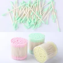 Новинка 200 шт./лот косметические ватные палочки конфетного цвета ватные тампоны палочки с двойной головкой женские ватные палочки для макияжа инструменты для очистки ушей