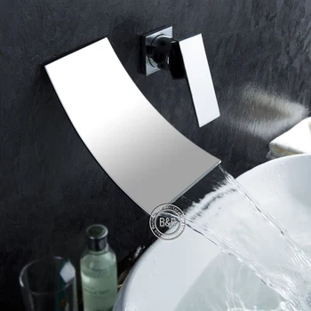 

BAKALA single handle chrome finish waterfall bathroom basin faucet Wall Mounted taps