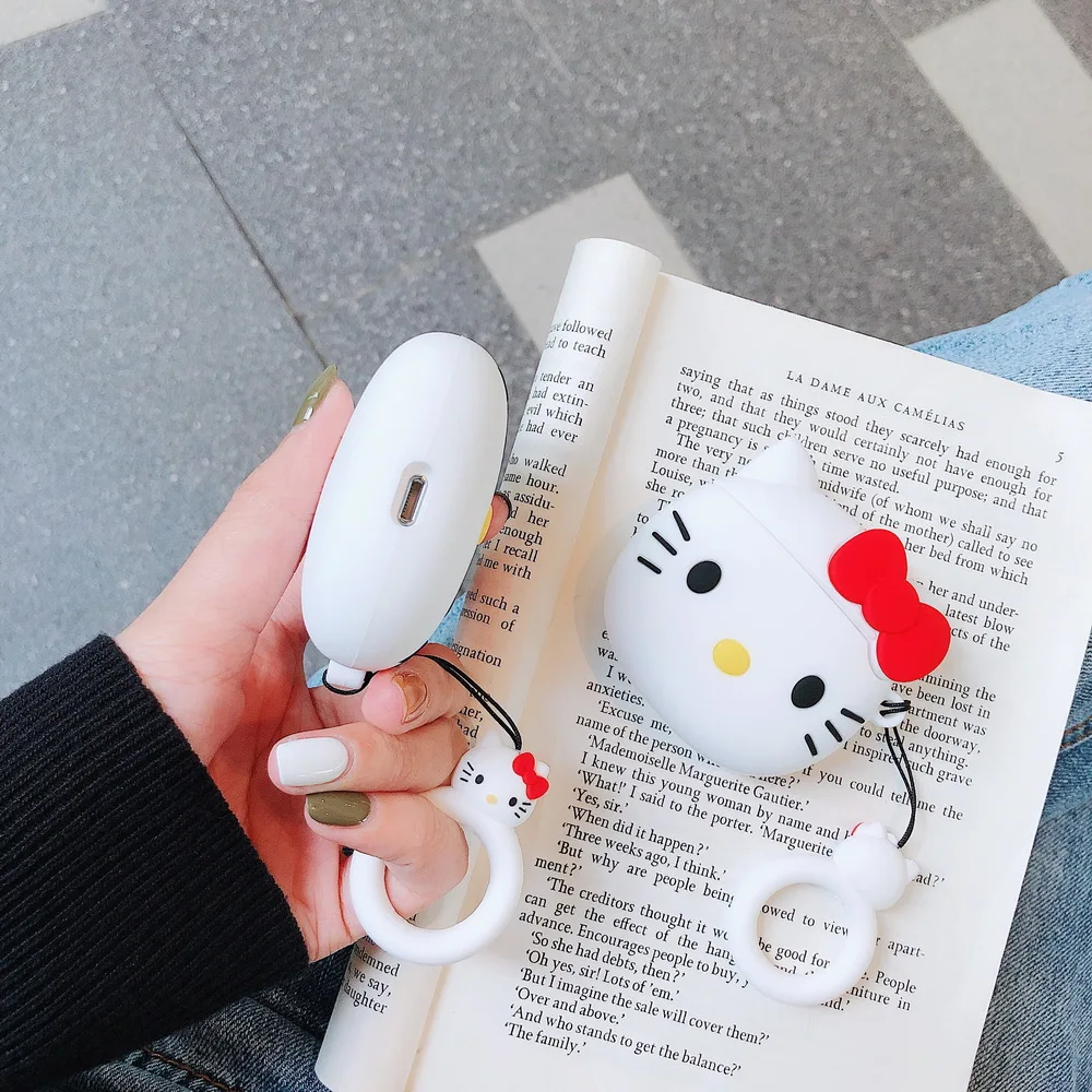 3D SOFT Silicone cute HELLO-KITTY cartoon case for Airpods cute cartoon lovely gift for Apple Airpods2 bluetooth earphone case