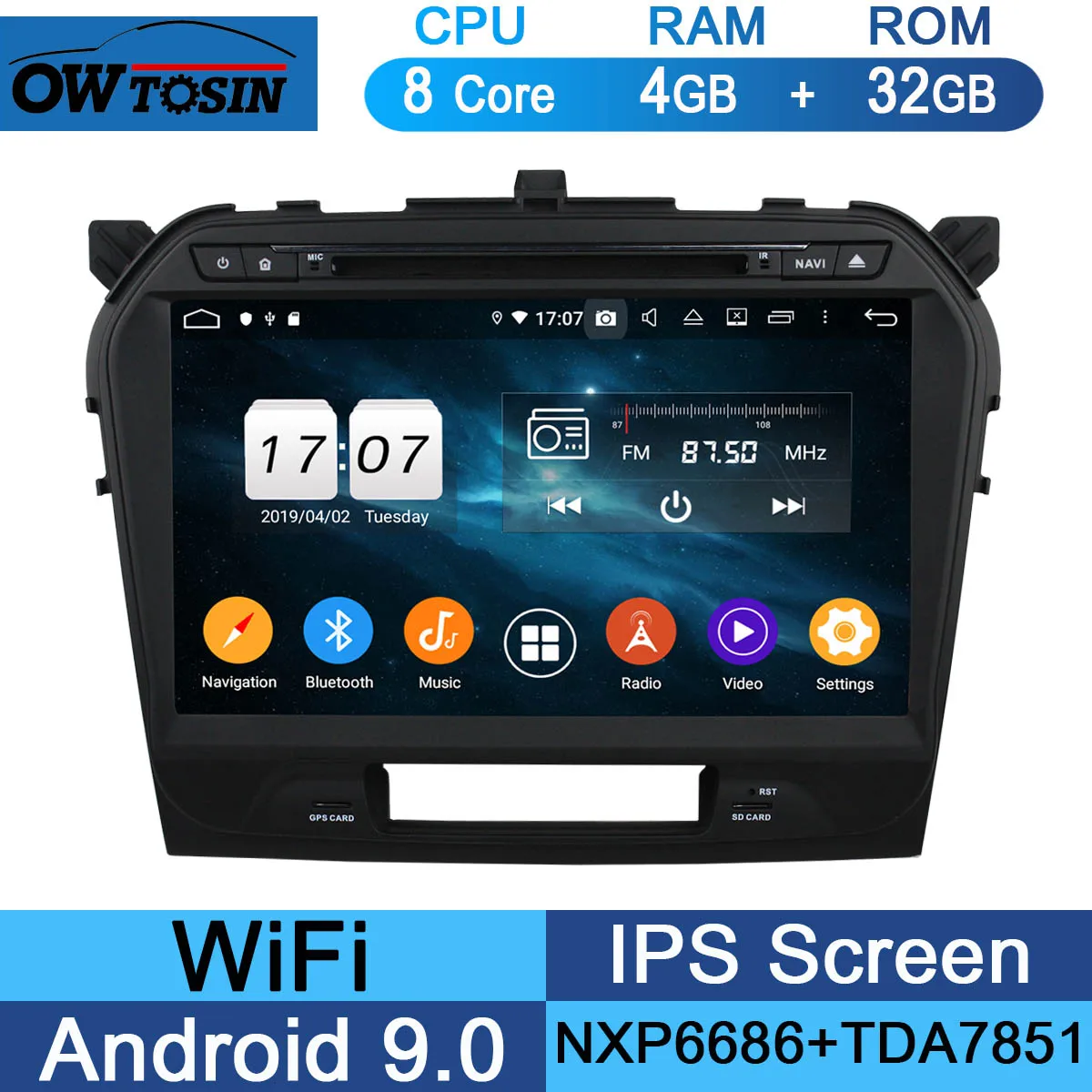 10," ips 1920*1080 8 ядер 4 Гб ОЗУ+ 64 Гб ПЗУ Android 9,0 автомобильный dvd-плеер для Suzuki Vitara DSP радио gps Parrot BT Adas - Цвет: 32G