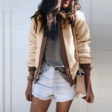 Новая мода женские зимние куртки с длинным рукавом на молнии стиль карман пушистое пальто флисовая Меховая куртка теплая верхняя одежда