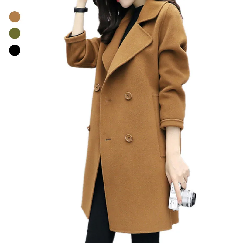 

Autumn Winter Women Casual Coats Turn-down Collar Warm Long Sleeve Slim Lapel Cardigan Outwear TS95