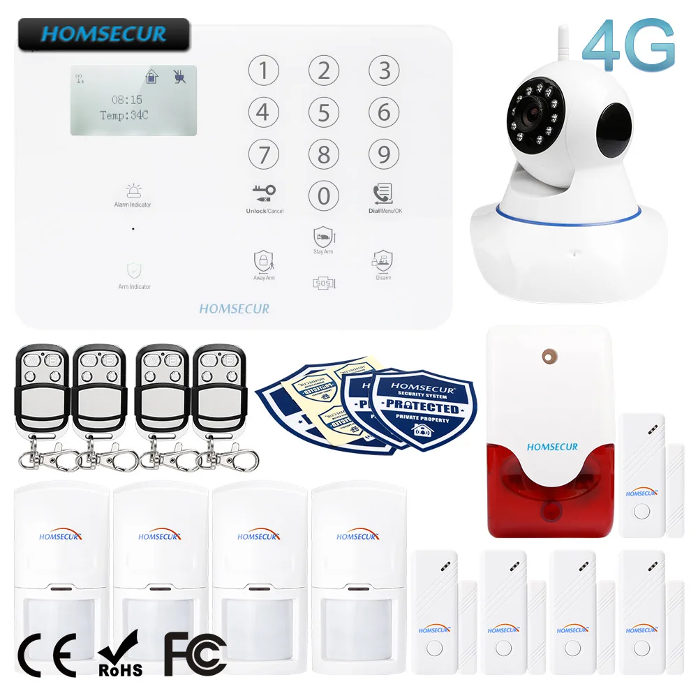 Homsecur беспроводный и проводной 4G lcd домашняя система охранной сигнализации+ IOS/Android APP GA01-4G-W - Цвет: Kit 1