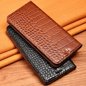 

Crocodile Texture Phone Case Cover For Motorola Moto P30 Note Play Genuine Cowhide Leather Flip Stand Phone Case Bag