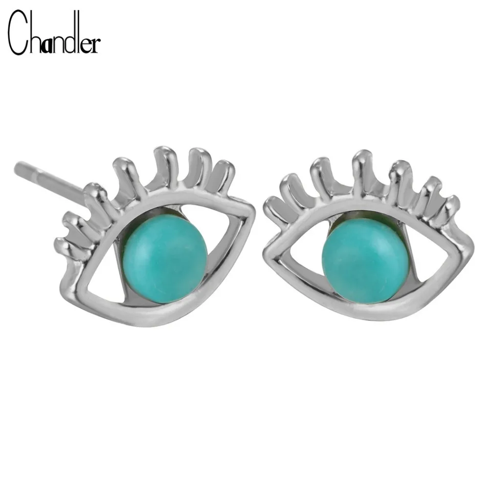 Женские сережки гвоздики в форме глаз Chandler золотистые стиле панк бохо|stud earrings|stud