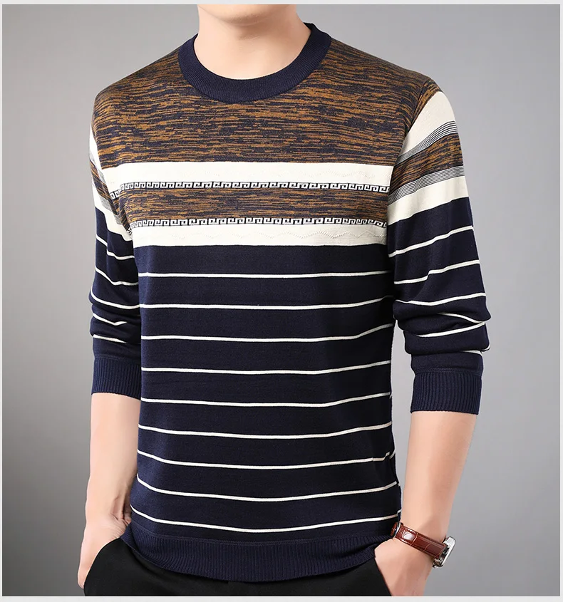 Fengguilai 2019 дизайнерский пуловер полоски мужской свитер платье толстый зимний теплый трикотаж трикотажные свитера Мужская одежда зауженного