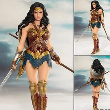Dc heróis maravilha mulher figura brinquedos boneca 19cm dc liga da justiça artfx maravilha mulher estátua coleção modelo figura de ação brinquedos