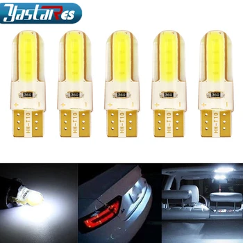 

5pc T10 W5W Silicone Case COB LED Car Parking Light 501 WY5W Silica Gel LED Wedge Interior Dome Lamp Auto Turn Side Bulbs 12V