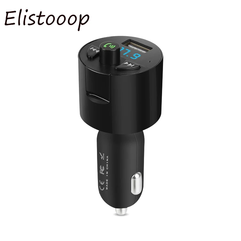 Автомобильный комплект с Bluetooth elistoop, fm-передатчик, MP3 плеер, USB 2.5A, быстрое зарядное устройство, дисплей напряжения, Micro SD TF, воспроизведение музыки