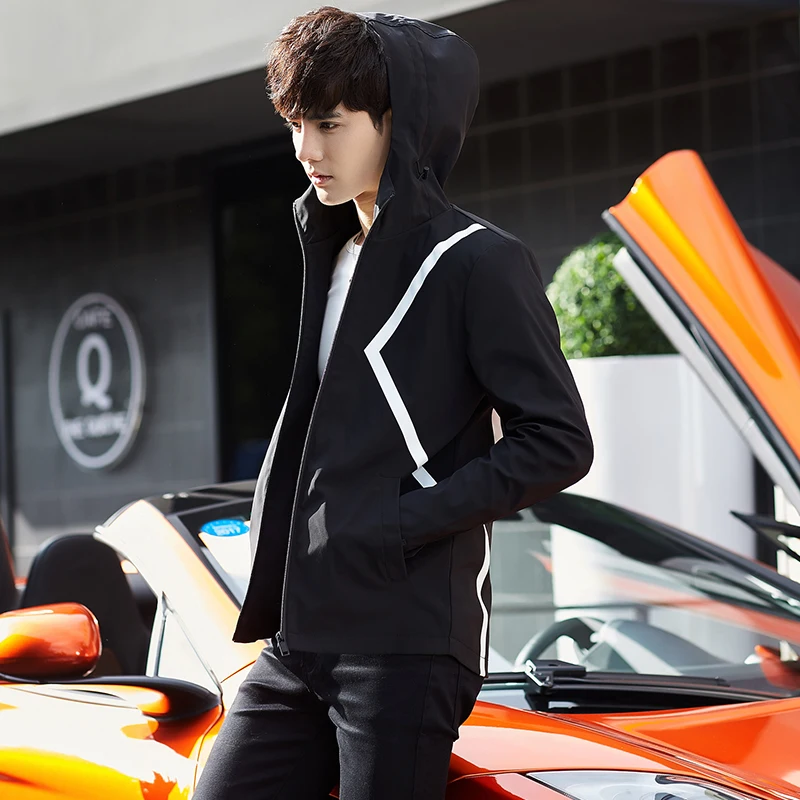 Новая мода Горячая бренд Весна мужская повседневная Высококачественная простая верхняя одежда для мужчин тонкий корейский стиль полосатые куртки