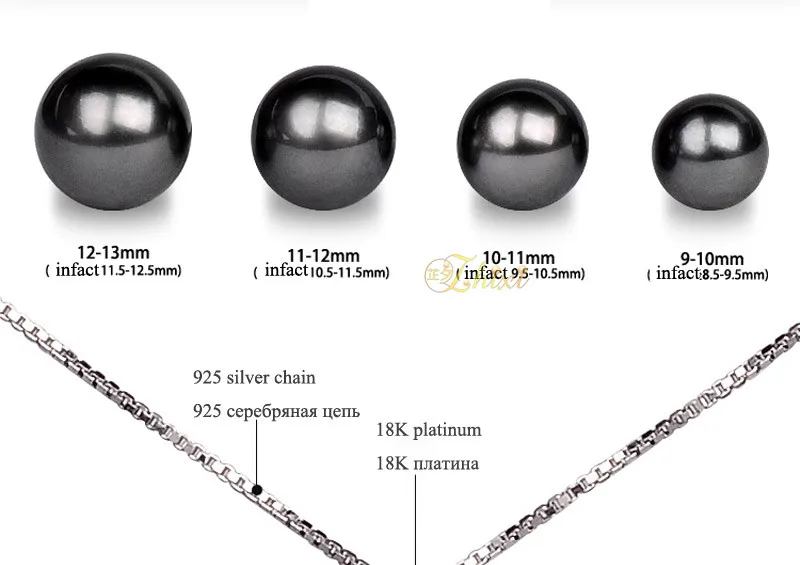 ZHIXI 18 K кулон из белого золота Цепочки и ожерелья натуральное таитянское черный Ювелирные изделия из жемчуга хорошие классические Драгоценности свадебный подарок для Для женщин ZXD100