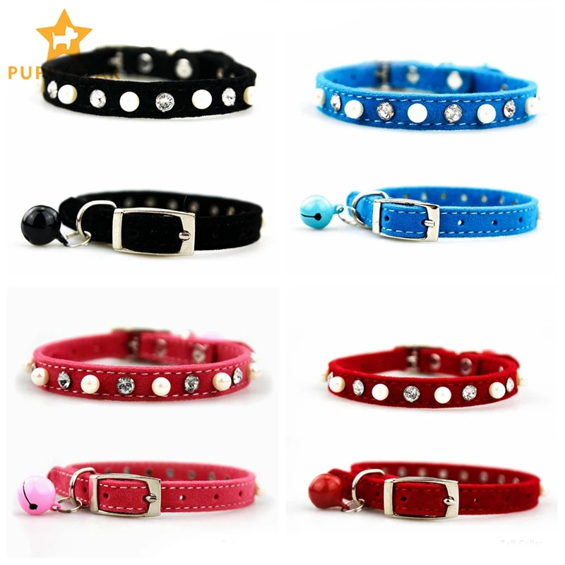 

Cat Collar With Bell Breakaway Adjustable Pet Collars For Cats Dogs Puppy Breathable Cute Kitten Small Dog-Collar Jeweled JW0002