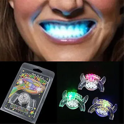 

Popular LED Light Up Flashing Flash Mouth Guard Piece Party Glow Tooth Funny Toy