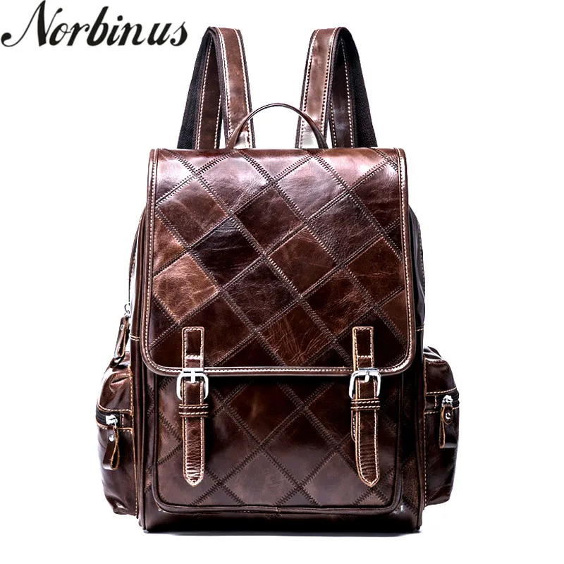 

Norbinus Women Backpack Genuine Leather School Bags for Teenagers Girls Female Leather Laptop Backpacks Rucksack Travel Bags