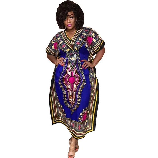 African Print Dresses Women Fall 2018 Short Sleeve Fashion Tribal Dress 