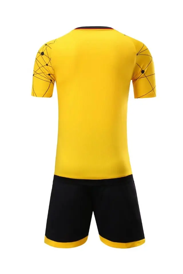 

yellow men's training short sleeve jersey breathable running sets sportswear soccer team football kits adult DIY logo good qual
