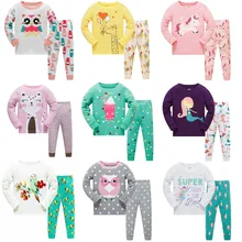 Детские пижамные комплекты с цветочным рисунком; Одежда для девочек; костюм из 2 предметов; одежда для сна; ночная рубашка; Детская домашняя одежда; Хлопковая пижама